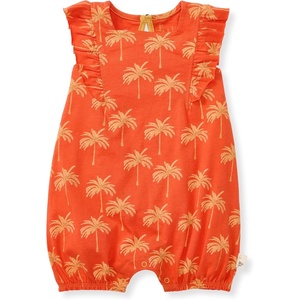 Burt’s Bees Baby Girls Bubble Romper, 100% Organic Cotton One-piece Shortall and Layette Girl Outfit(Golden Palms)