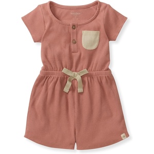 Burt’s Bees Baby Girls Bubble Romper, 100% Organic Cotton One-piece Shortall and Layette Girl Outfit(Sedona Waffle)