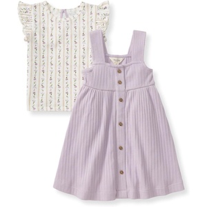 Burt’s Bees Baby Girls Dress Set, Infant & Toddler, Short & Long-Sleeve, 100% Organic Cotton(Farmhouse Floral)