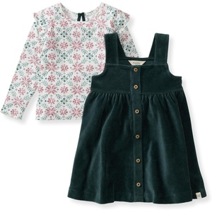 Burt’s Bees Baby Girls Dress Set, Infant & Toddler, Short & Long-Sleeve, 100% Organic Cotton(Poinsettia Fair Isle)