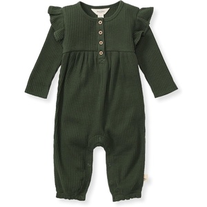 Burt’s Bees Baby Girls Long Sleeve Jumpsuit, 100% Organic Cotton One-Piece Outfit Coverall(Dark Jade Thermal)