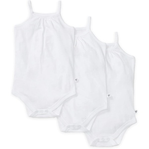 Burt’s Bees Baby Girls’ One-Piece Organic Cotton Camisole Bodysuits, 3-Pack(Cloud White Camis)