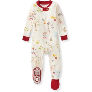 Burt’s Bees Baby Girls Sleeper Pajamas, 100% Organic Cotton, One-piece PJs, Diagonal Zip Up Jumpsuit, Snug Fit Footie(12 Days of Christmas)