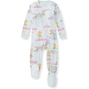 Burt’s Bees Baby Girls Sleeper Pajamas, 100% Organic Cotton, One-piece PJs, Diagonal Zip Up Jumpsuit, Snug Fit Footie(Dream Ballet)