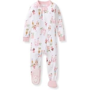 Burt’s Bees Baby Girls Sleeper Pajamas, 100% Organic Cotton, One-piece PJs, Diagonal Zip Up Jumpsuit, Snug Fit Footie(Fairytale Castle)