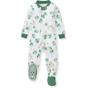 Burt’s Bees Baby Girls Sleeper Pajamas, 100% Organic Cotton, One-piece PJs, Diagonal Zip Up Jumpsuit, Snug Fit Footie(Happy Go Lucky)