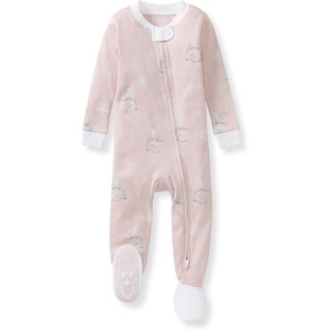 Burt’s Bees Baby Girls Sleeper Pajamas, 100% Organic Cotton, One-piece PJs, Diagonal Zip Up Jumpsuit, Snug Fit Footie(Ice Skates)