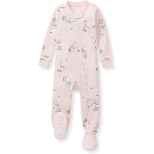 Burt’s Bees Baby Girls Sleeper Pajamas, 100% Organic Cotton, One-piece PJs, Diagonal Zip Up Jumpsuit, Snug Fit Footie(Karate Creatures)