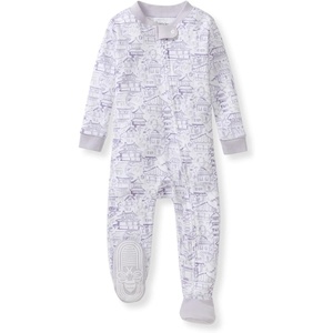 Burt’s Bees Baby Girls Sleeper Pajamas, 100% Organic Cotton, One-piece PJs, Diagonal Zip Up Jumpsuit, Snug Fit Footie(Kyoto)