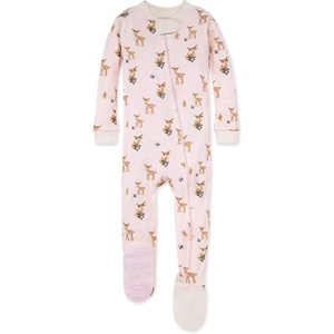 Burt’s Bees Baby Girls Sleeper Pajamas, 100% Organic Cotton, One-piece PJs, Diagonal Zip Up Jumpsuit, Snug Fit Footie(Oh Deer)