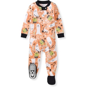 Burt’s Bees Baby Girls Sleeper Pajamas, 100% Organic Cotton, One-piece PJs, Diagonal Zip Up Jumpsuit, Snug Fit Footie(Starry Ghost)
