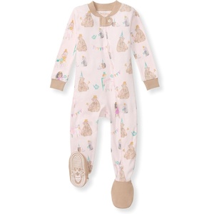 Burt’s Bees Baby Girls Sleeper Pajamas, 100% Organic Cotton, One-piece PJs, Diagonal Zip Up Jumpsuit, Snug Fit Footie(Tea Time)