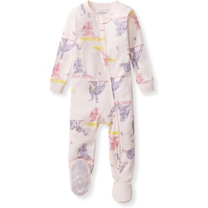 Burt’s Bees Baby Girls Sleeper Pajamas, 100% Organic Cotton, One-piece PJs, Diagonal Zip Up Jumpsuit, Snug Fit Footie(Yogi Elephants)