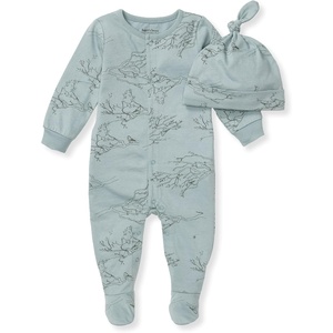 Burt’s Bees Baby Jumpsuit, 100% Organic Cotton One-piece Outfit Coverall With Hat(Blue Birds of a Feather)