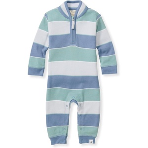 Burt’s Bees Baby Jumpsuit, 100% Organic Cotton One-piece Outfit Coverall With Hat(Blue Multi Stripe)