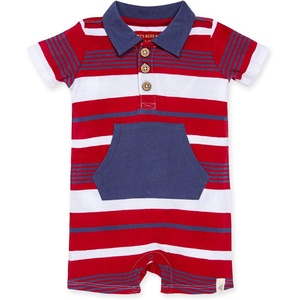 Burt’s Bees Baby Jumpsuit, 100% Organic Cotton One-piece Outfit Coverall With Hat(Cherry Multi Stripe)
