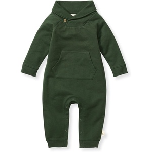 Burt’s Bees Baby Jumpsuit, 100% Organic Cotton One-piece Outfit Coverall With Hat(Dark Jade Shawl Collar)