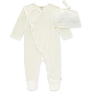 Burt’s Bees Baby Jumpsuit, 100% Organic Cotton One-piece Outfit Coverall With Hat(Eggshell Velour)