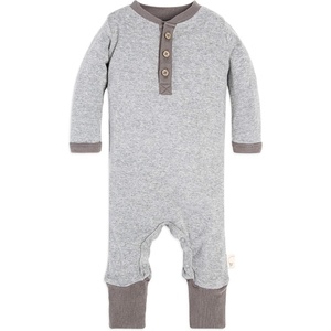Burt’s Bees Baby Jumpsuit, 100% Organic Cotton One-piece Outfit Coverall With Hat(Heather Grey Henley)