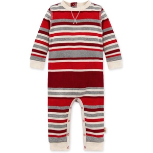 Burt’s Bees Baby Jumpsuit, 100% Organic Cotton One-piece Outfit Coverall With Hat(Red Multistripe)