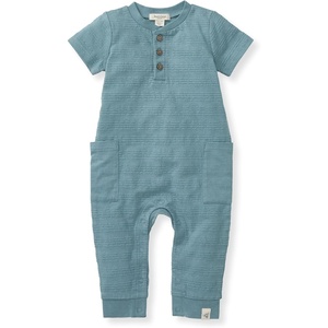 Burt’s Bees Baby Jumpsuit, 100% Organic Cotton One-piece Outfit Coverall With Hat(Smoke Blue)