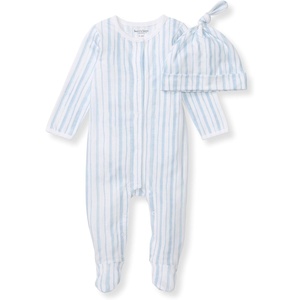 Burt’s Bees Baby Jumpsuit, 100% Organic Cotton One-piece Outfit Coverall With Hat(Vertical River Stripe)