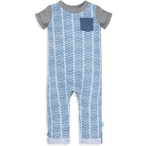 Burt’s Bees Baby Jumpsuit, 100% Organic Cotton One-piece Outfit Coverall With Hat(Watercolor Chevron)