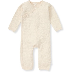 Burt’s Bees Baby Long Sleeve Quilted Wrap-Front Jumpsuit, 100% Organic Cotton One-Piece Outfit Coverall(Oat Quilted Bee)