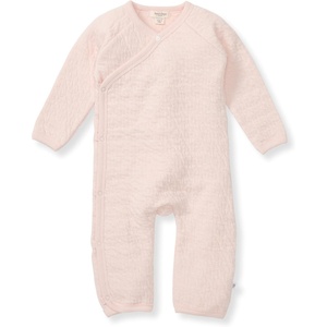 Burt’s Bees Baby Long Sleeve Quilted Wrap-Front Jumpsuit, 100% Organic Cotton One-Piece Outfit Coverall(Pink Quilted Bee)