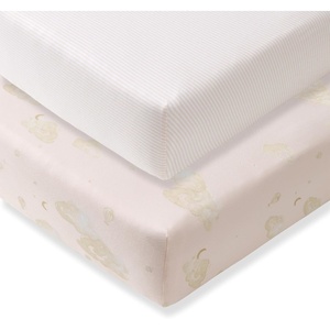 Burt’s Bees Baby Organic Cotton Fitted Crib Sheet, Breathable Baby Bedding, Infant and Toddler Bed Sheet for Boys and Girls(Good Night Sky Pink 2-pk)