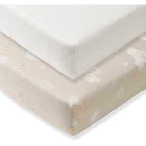 Burt’s Bees Baby Organic Cotton Fitted Crib Sheet, Breathable Baby Bedding, Infant and Toddler Bed Sheet for Boys and Girls(Good Night Sky Stone 2-pk)