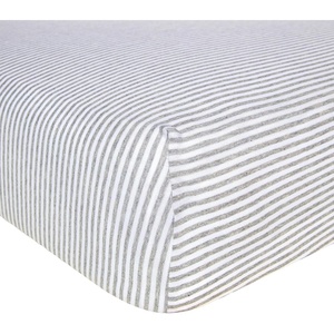 Burt’s Bees Baby Organic Cotton Fitted Crib Sheet, Breathable Baby Bedding, Infant and Toddler Bed Sheet for Boys and Girls(Heather Grey Stripes)