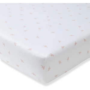 Burt’s Bees Baby Organic Cotton Fitted Crib Sheet, Breathable Baby Bedding, Infant and Toddler Bed Sheet for Boys and Girls(Pink Golden Bee)
