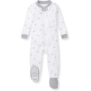 Burt’s Bees Baby Organic Cotton Footed Pajamas for Boys, Zipper PJ Sleeper, Snug Fit Sleepwear with Non-Slip Bee Grips(Blue Golden Bee)