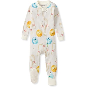 Burt’s Bees Baby Organic Cotton Footed Pajamas for Boys, Zipper PJ Sleeper, Snug Fit Sleepwear with Non-Slip Bee Grips(Let’s Go Bowling)