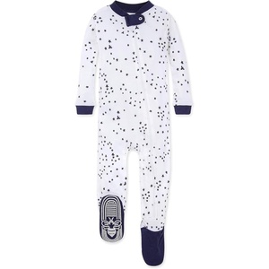 Burt’s Bees Baby Organic Cotton Footed Pajamas for Boys, Zipper PJ Sleeper, Snug Fit Sleepwear with Non-Slip Bee Grips(Midnight Twinkle Bee)