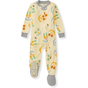 Burt’s Bees Baby Organic Cotton Footed Pajamas for Boys, Zipper PJ Sleeper, Snug Fit Sleepwear with Non-Slip Bee Grips(Play With Your Food)