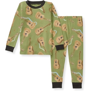 Burt’s Bees Baby Organic Cotton Pajamas for Boys, 100% Cotton Pajama Set for Toddlers and Kids, Soft and Stretchable Fabric(Acoustic Guitar)