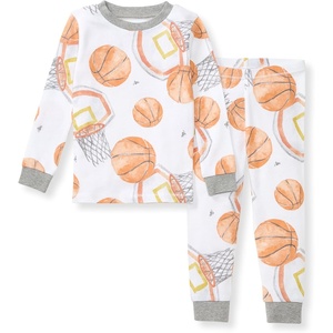 Burt’s Bees Baby Organic Cotton Pajamas for Boys, 100% Cotton Pajama Set for Toddlers and Kids, Soft and Stretchable Fabric(Basketball)