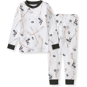 Burt’s Bees Baby Organic Cotton Pajamas for Boys, 100% Cotton Pajama Set for Toddlers and Kids, Soft and Stretchable Fabric(Hockey Season)