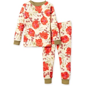 Burt’s Bees Baby Organic Cotton Pajamas for Girls, 100% Cotton Pajama Set for Toddlers and Kids, Soft and Stretchable Fabric(Blooming Fields)