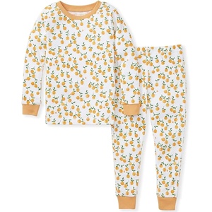 Burt’s Bees Baby Organic Cotton Pajamas for Girls, 100% Cotton Pajama Set for Toddlers and Kids, Soft and Stretchable Fabric(Freshly Picked Oranges)