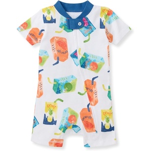 Burt’s Bees Baby Short Sleeve Pajamas, Unisex One-Piece Sleeper Romper, 100% Organic Cotton Toddler Summer Clothes Outfit(Juice Box)