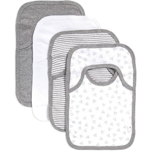 Burt’s Bees Baby Unisex Baby Bibs, Lap-Shoulder Drool Cloths, 100% Organic Cotton with Absorbent Terry Towel Backing Bibs(Grey Variety)