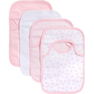Burt’s Bees Baby Unisex Baby Bibs, Lap-Shoulder Drool Cloths, 100% Organic Cotton with Absorbent Terry Towel Backing Bibs(Pink Variety)