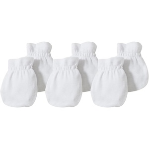 Burts Bees Baby Unisex Baby Mittens, 100% Organic Cotton, 3-Pack Solid Color Infant Scratch Protection Mitts(Cloud)