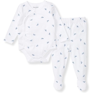 Burt’s Bees Baby Unisex Bodysuit and Pant Set, 100% Organic Cotton(Blue Micro Bee)