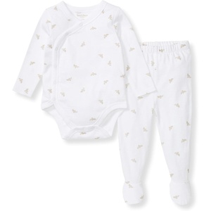 Burt’s Bees Baby Unisex Bodysuit and Pant Set, 100% Organic Cotton(Fossil Micro Bee)