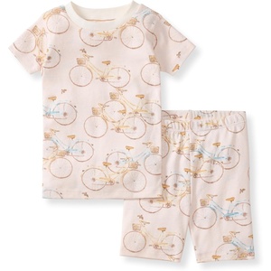 Burt’s Bees Baby Unisex Cotton Pajamas, 2-Piece Short Sleeve Tee & Shorts(Bicycles)