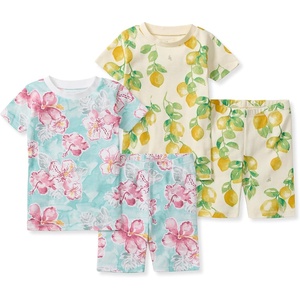 Burt’s Bees Baby Unisex Cotton Pajamas, 2-Piece Short Sleeve Tee & Shorts(Hibiscus & Lemon Tree)